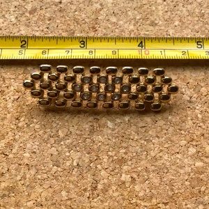 Bar CZ Gold Tone Pin Brooch